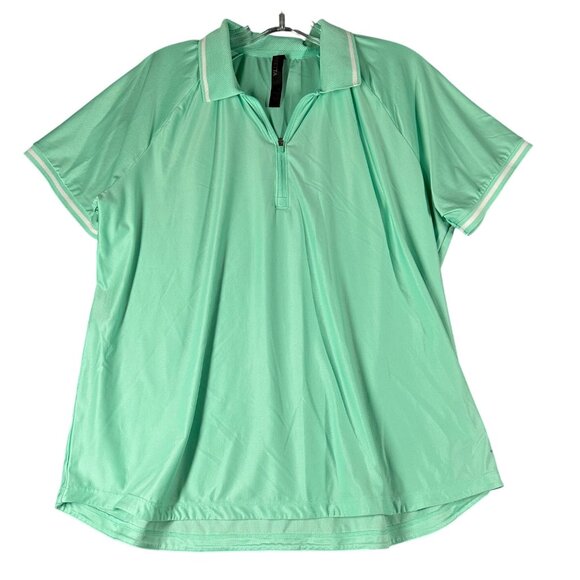 Mondetta Womens XL Mint‎ Green Active 1/4 Zip Short Sleeve Mesh Polo Shirt - Picture 1 of 11
